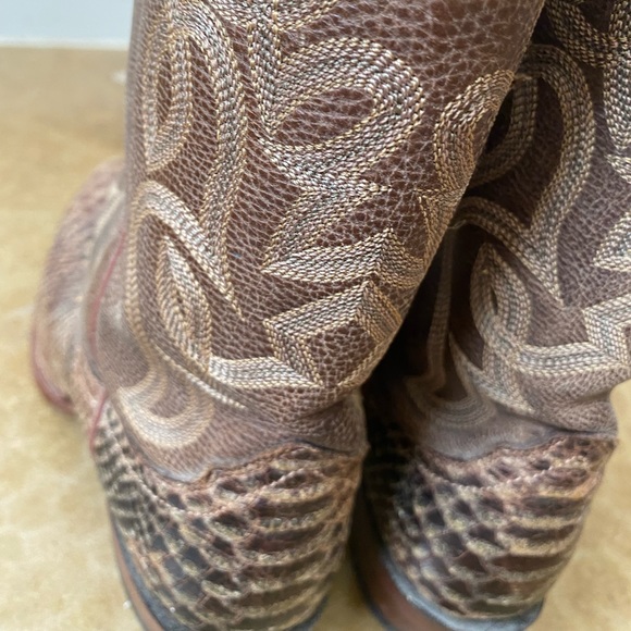 Nocona Leather Boots Bluebonnet Snake Print Old West Boot Sz 7.5B - Picture 6 of 11